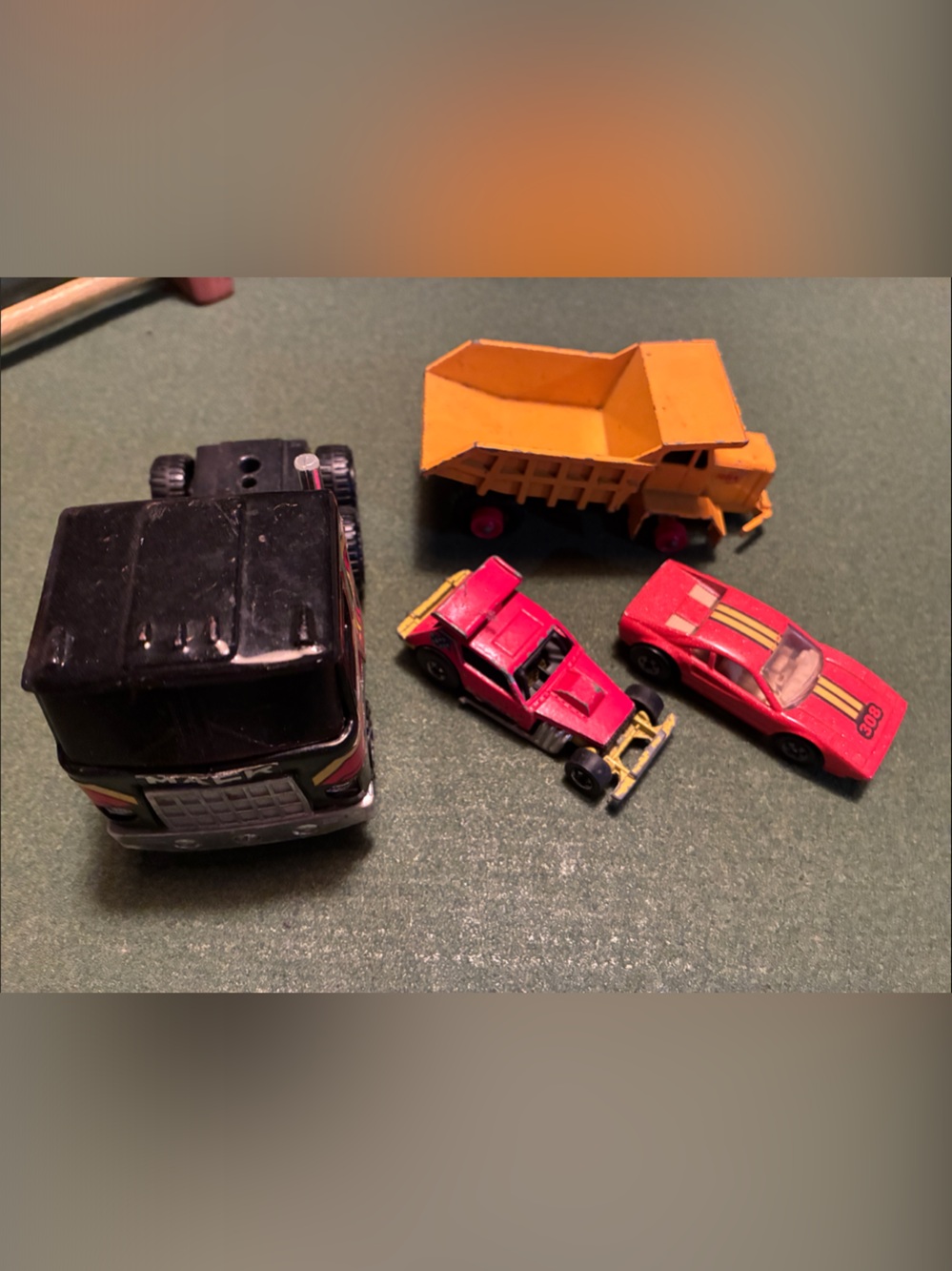 Kids Toy Vehicle Set - Red Sports Cars & Yellow Dump Truck